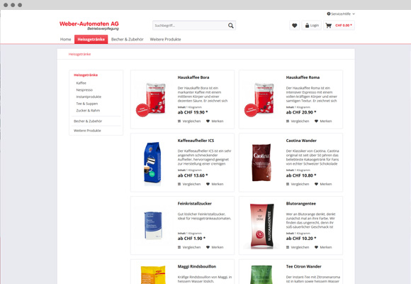 Referenz Onlineshop weber-automaten.ch